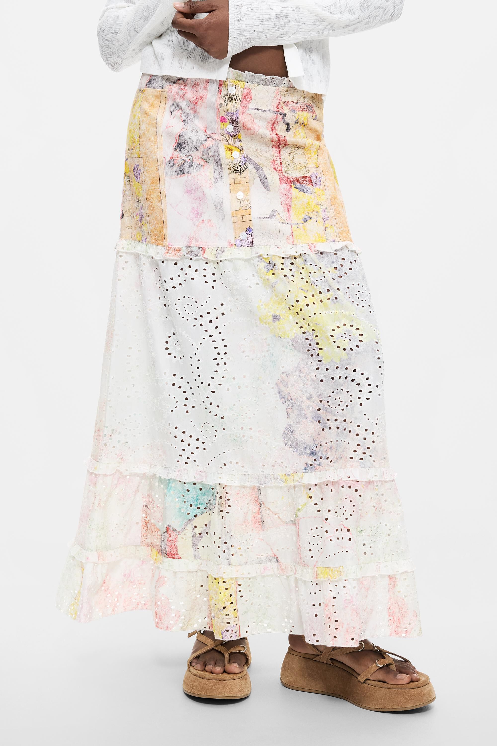 Jupe imprimée à fleurs, DESIGUAL