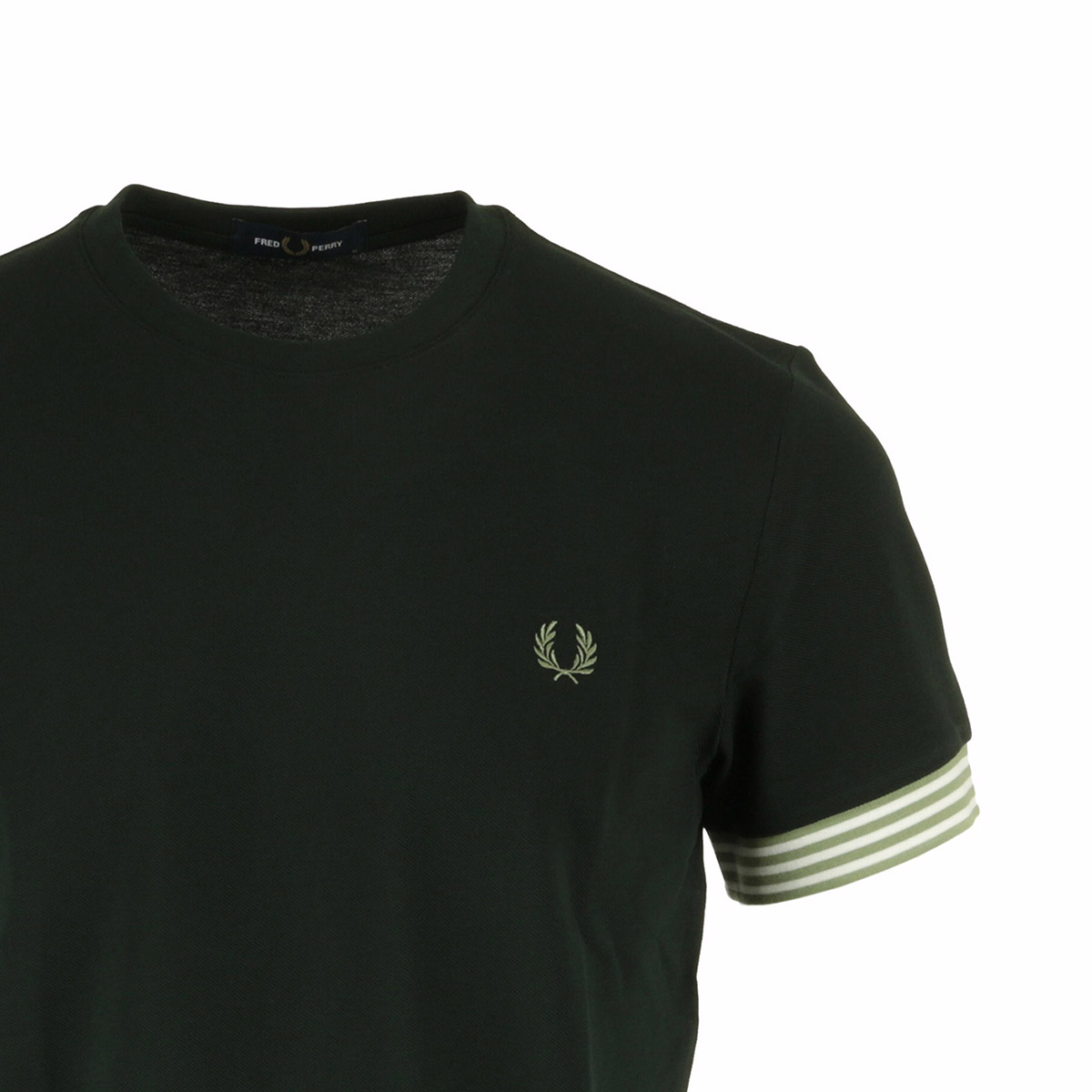 ★FRED PERRY★ Sharp Stripe Cuff T-Shirt Night Green AFPM251 Fred Perry Striped Cuff T-Shirt Night Green, 70,00 €