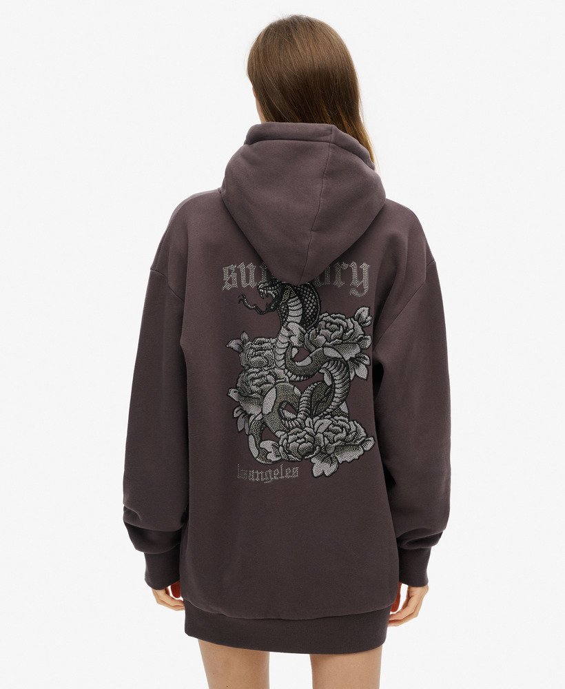 Robe à capuche avec strass effet tatouage, SUPERDRY