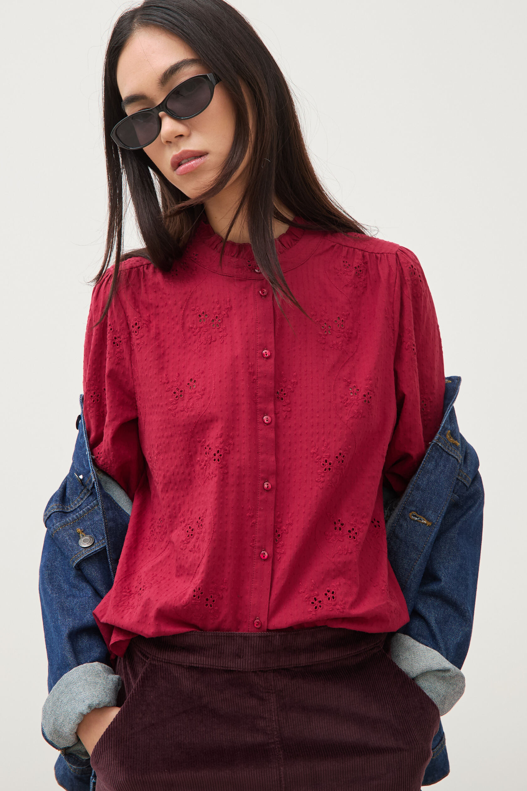 Chemise ample en coton manches longues, BONOBO