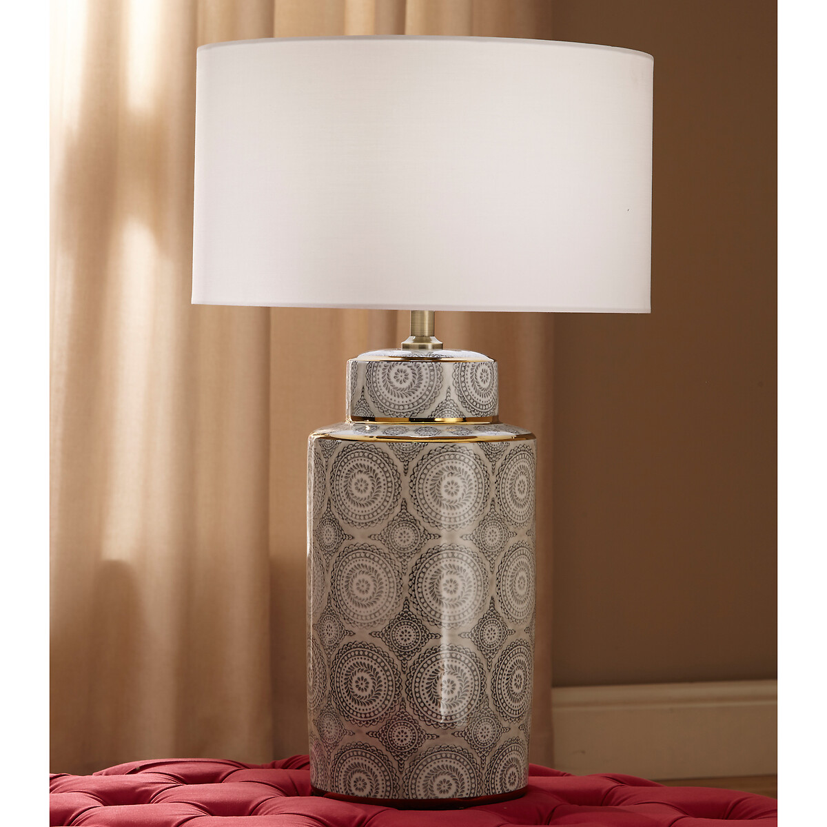 Circle pattern ceramic table lamp grey white So home La Redoute