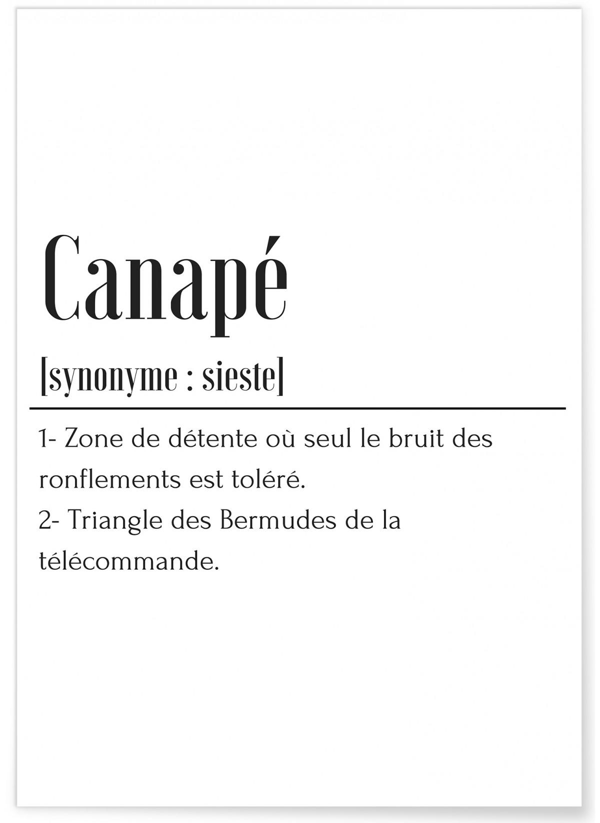 Affiche Définition Canapé, L'AFFICHERIE