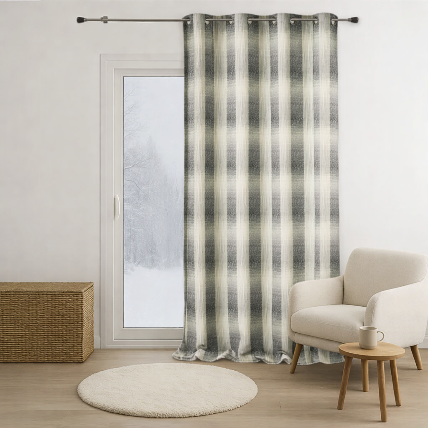Rideau tamisant à motif quadrillé, HOME MAISON