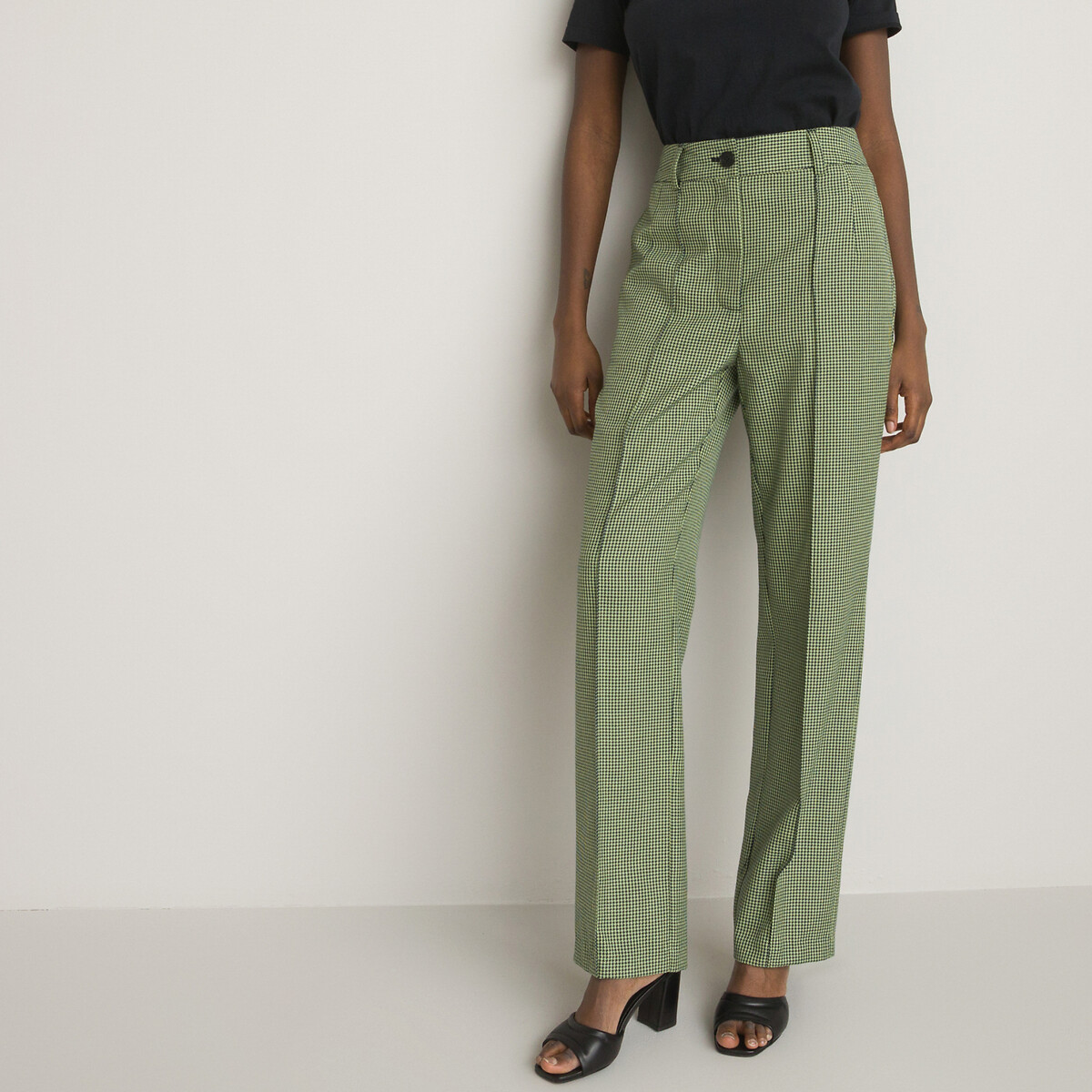 ELLIS  Moss Green Check Tweed Trousers  Marc Darcy