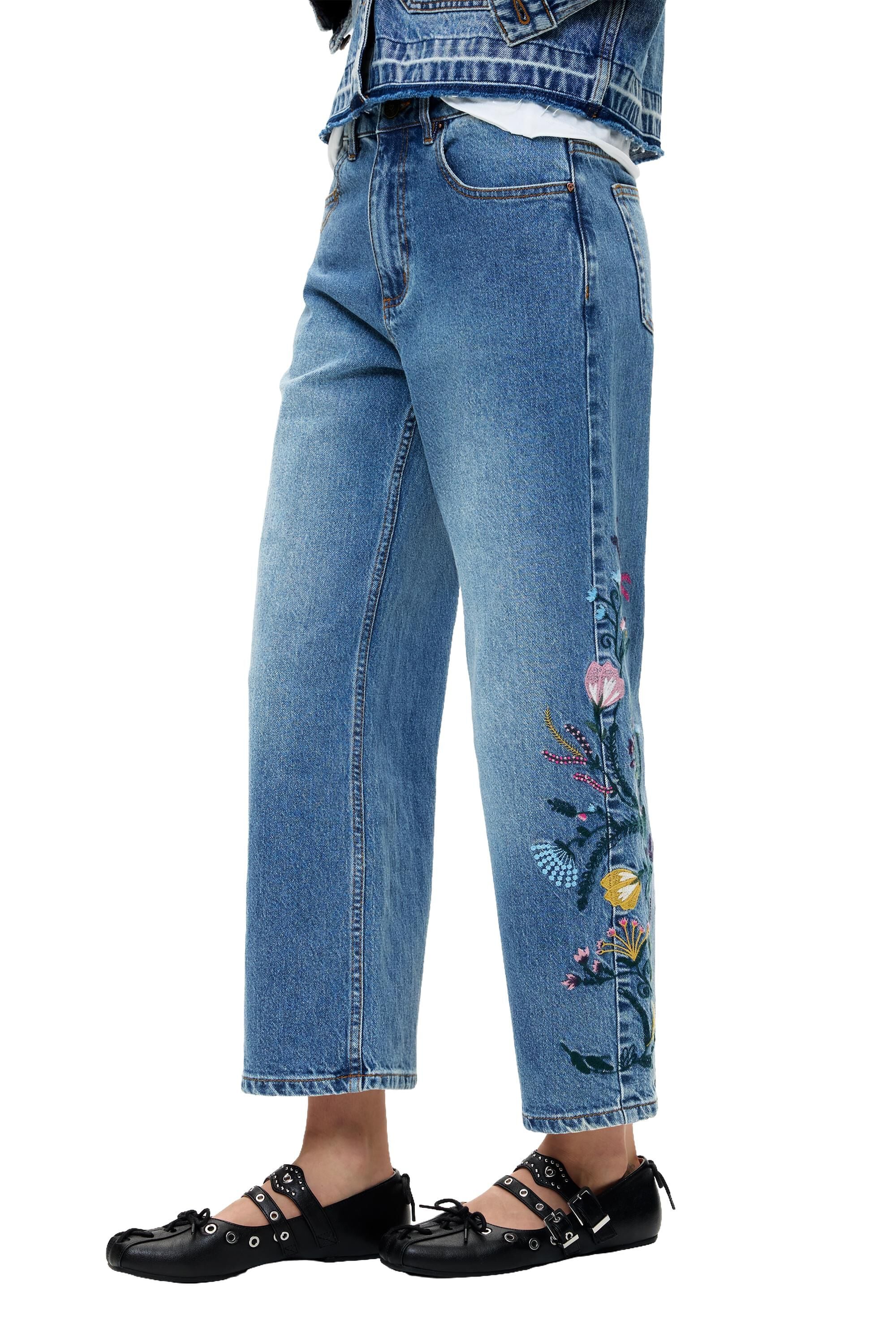 Pantalon en jean culotte à fleurs, DESIGUAL