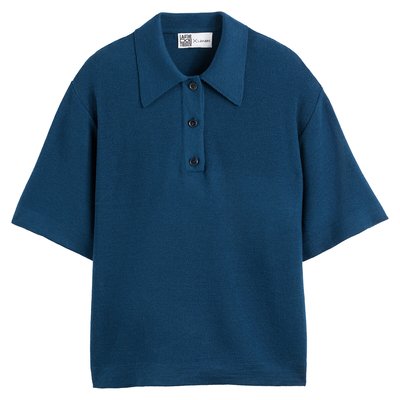 Merino Wool Polo Shirt with Short Sleeves L’ENVERS X LA REDOUTE