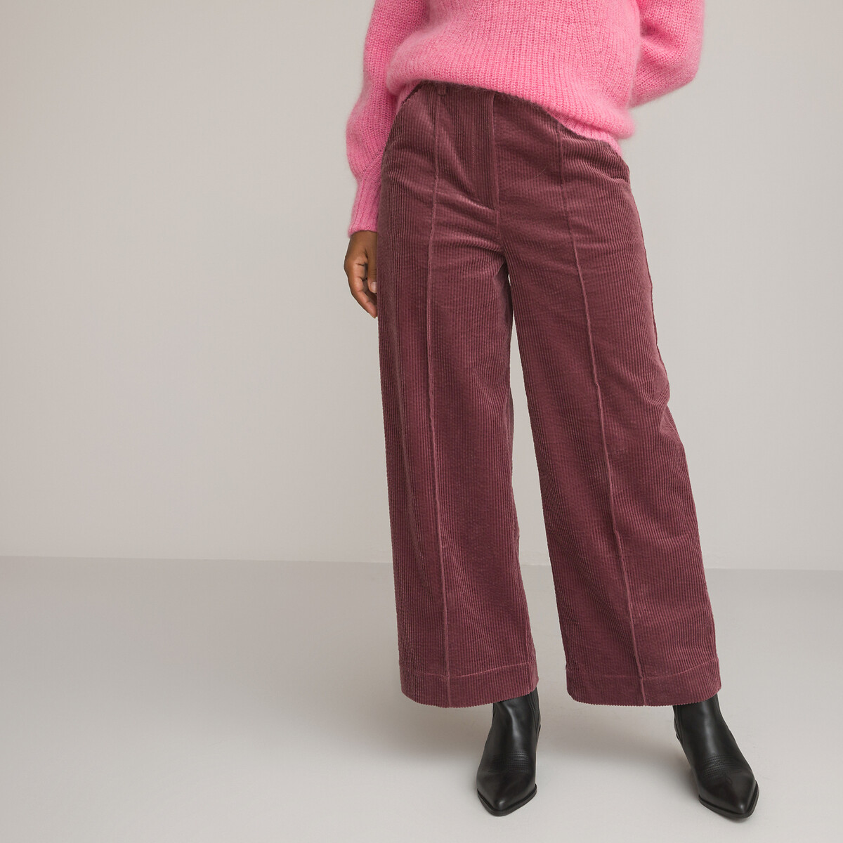 Corduroy wide leg trousers, length 26.5