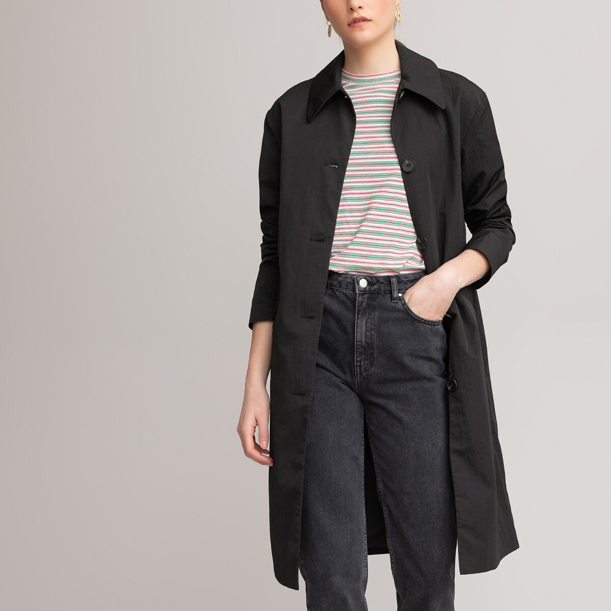 black lightweight raincoat