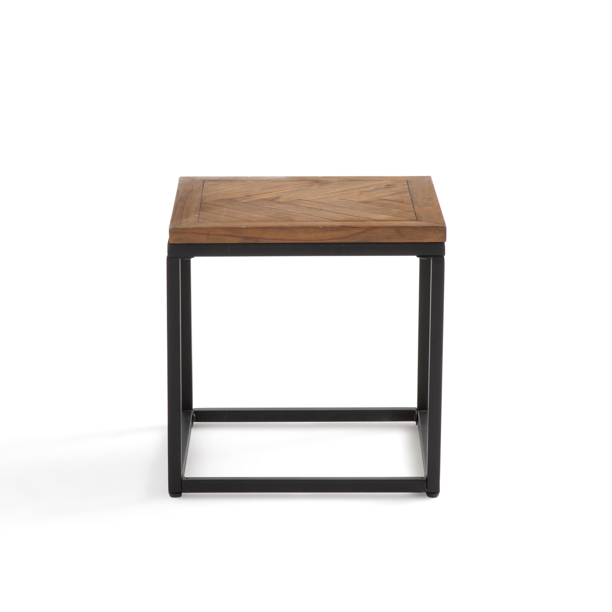 Product photograph of Nottingham Side Table In Metal Pine Herringbone Parquet Small from La Redoute UK.