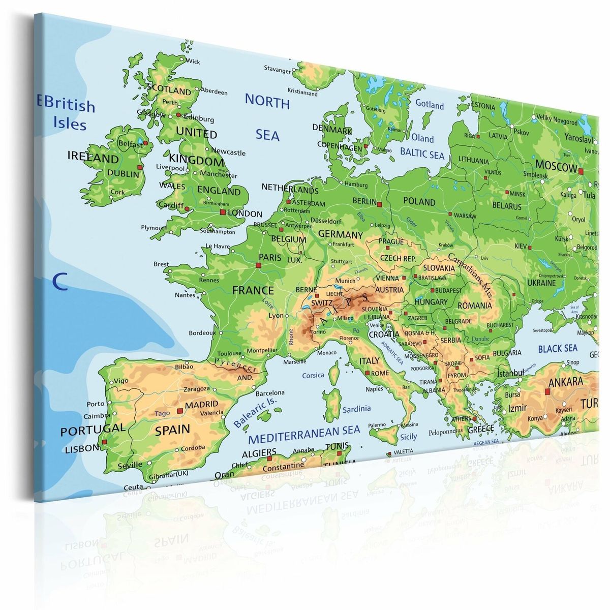 Tableau Map Of Europe Couleur Vert Et Bronze Artgeist | La Redoute