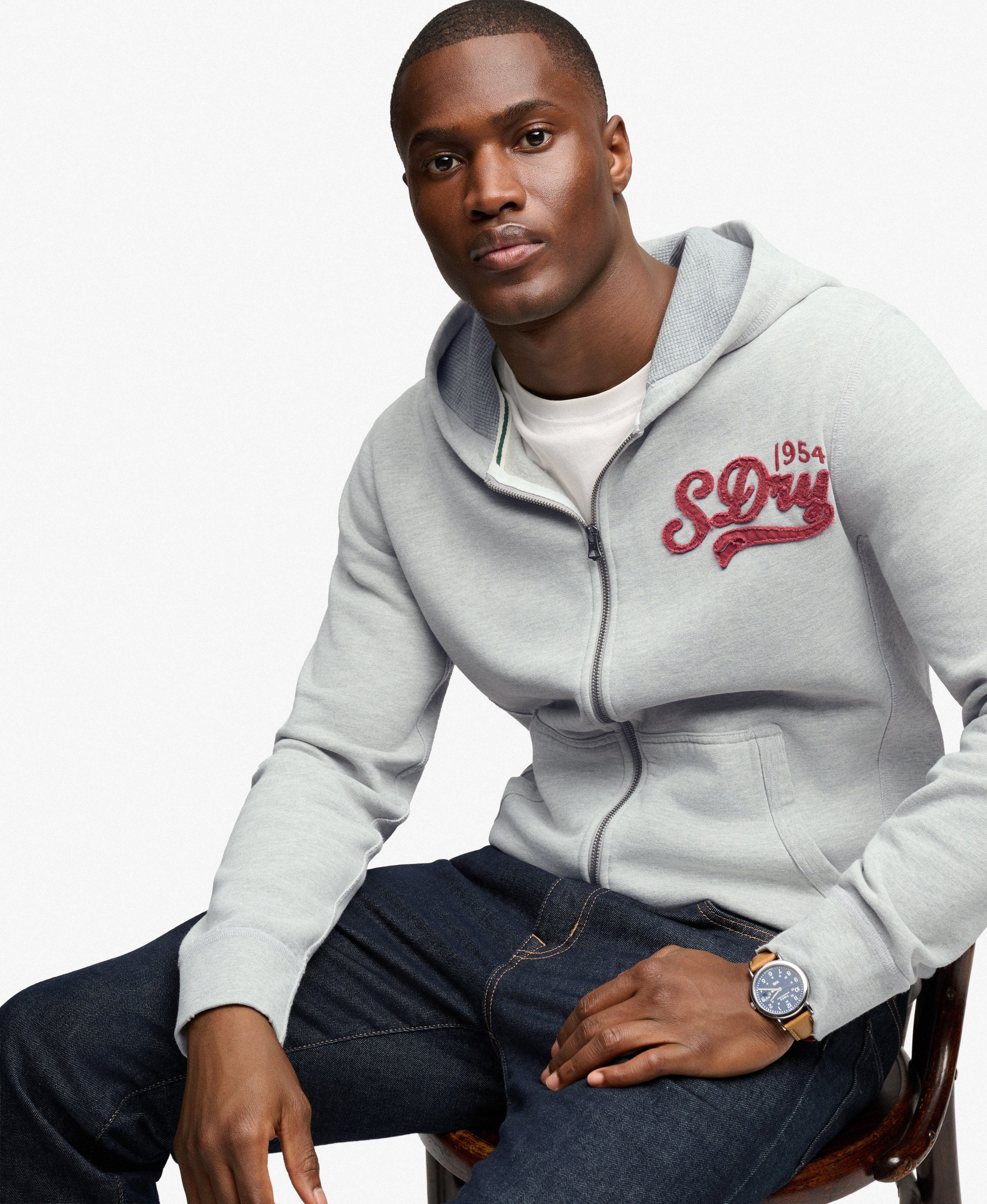 Sweat zippé à capuche Heritage Applique Coupe Décontractée, SUPERDRY
