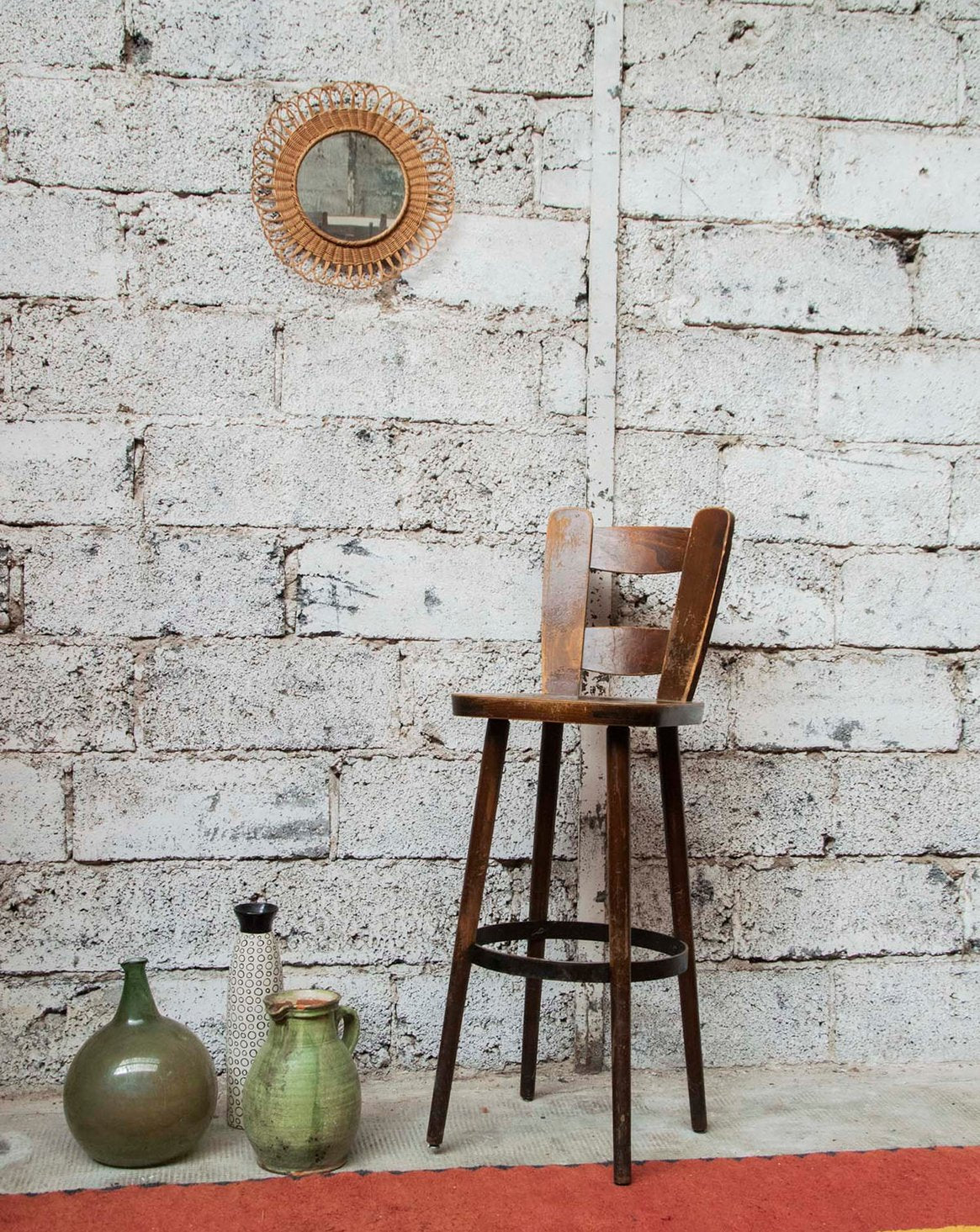Tabouret de bar en bois Gaston N°103 - Bon état, DEBONGOUT