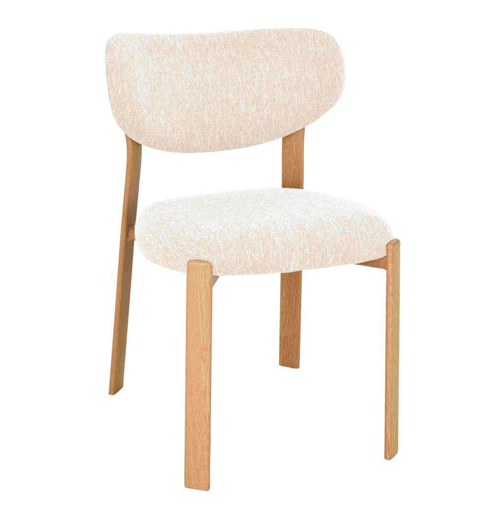 Chaise de salle à manger en tissu avec piètement finition chêne Dino (lot de 2), AMADEUS