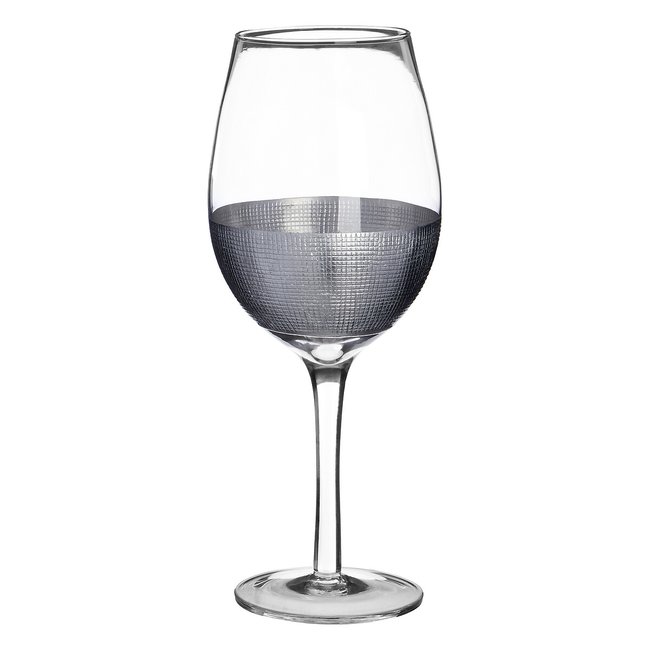 Set of 4 Silver Crosshatch Wine Glasses 500ml, silver-coloured, SO'HOME