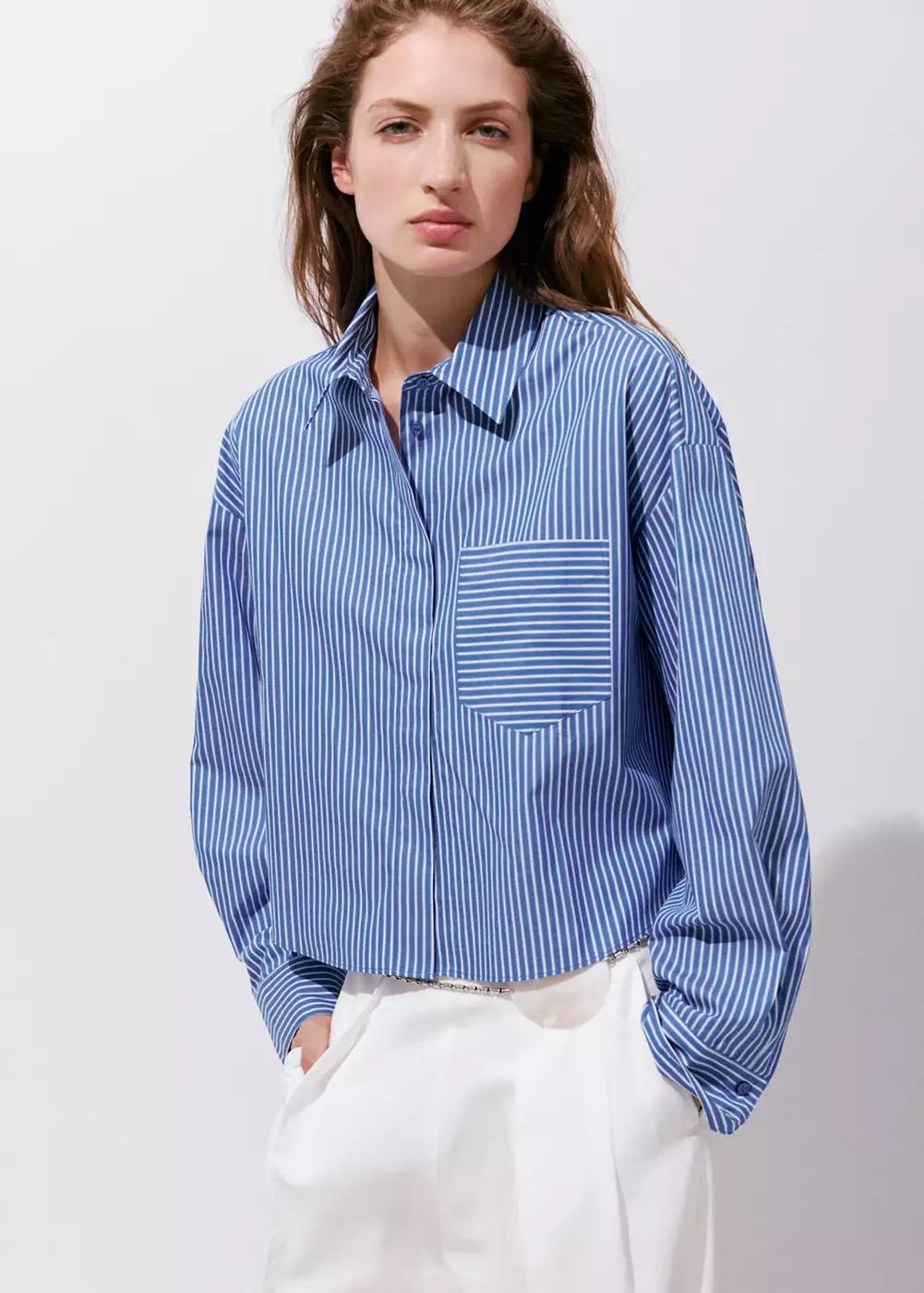 Chemise rayée poche, MANGO