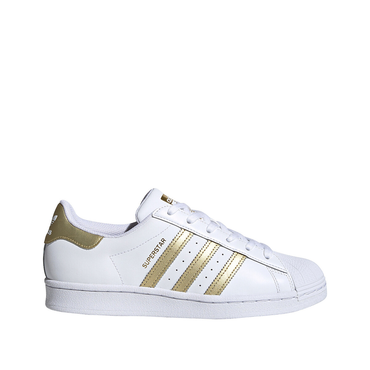 Superstar leather trainers , white/gold 