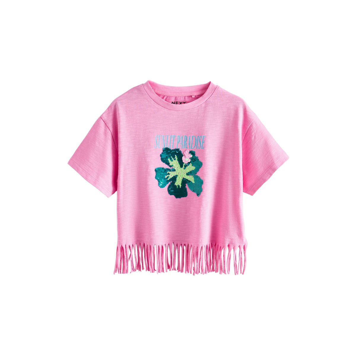 T-shirt à franges et sequins, NEXT