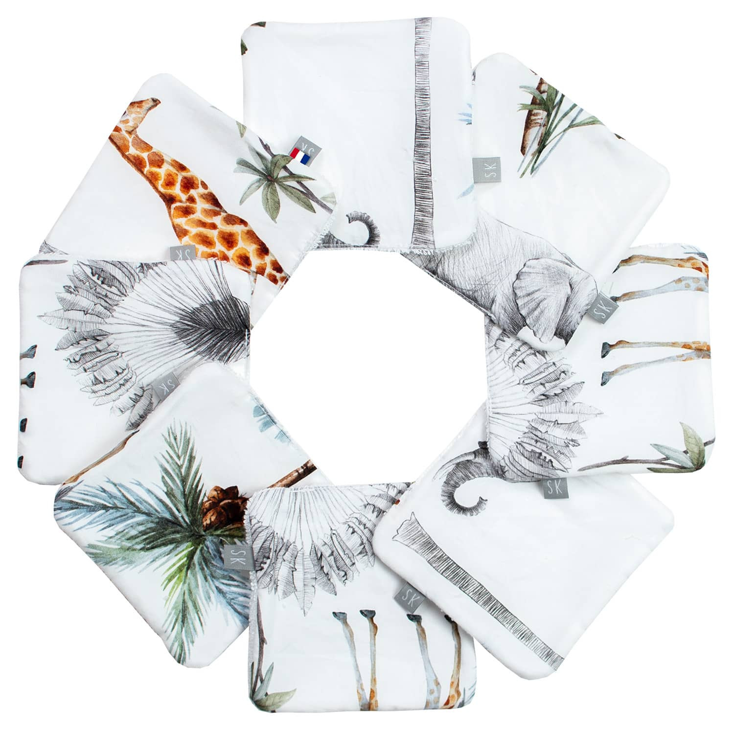 Lingettes bébé lavables 8 pièces, SEVIRA KIDS