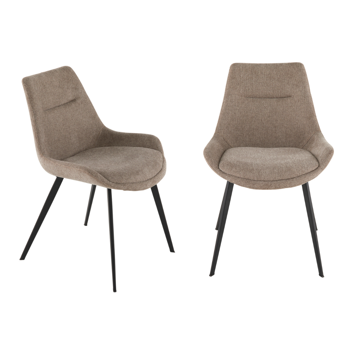 Lot de 2 chaises en tissu taupe L62 cm - COLOMBE, SIGNATURE