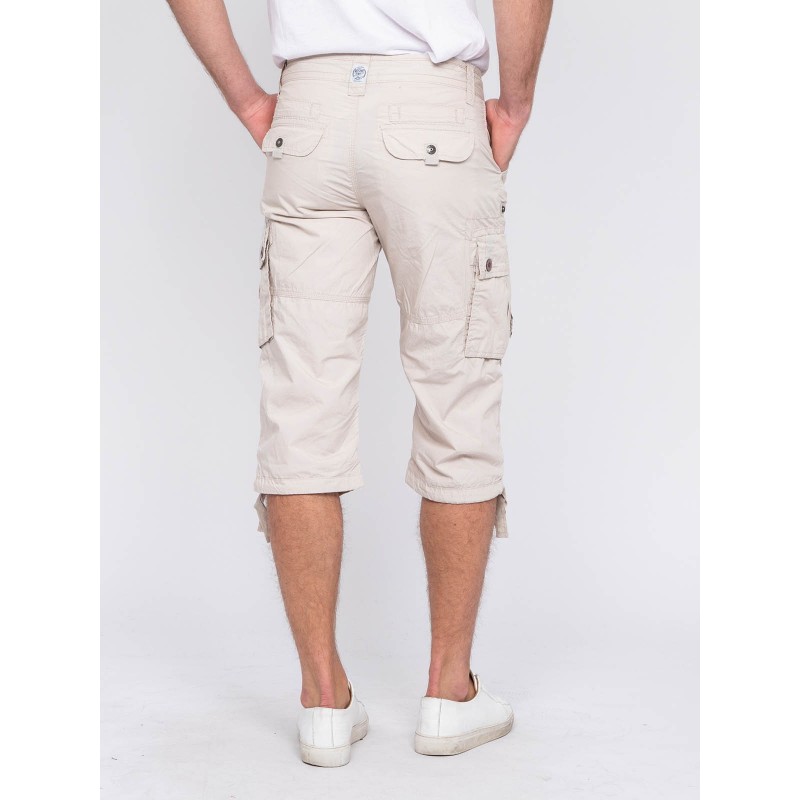 Pantalon Court Beige Brodé - Coton Confort, Taille L, Marque CLICHE