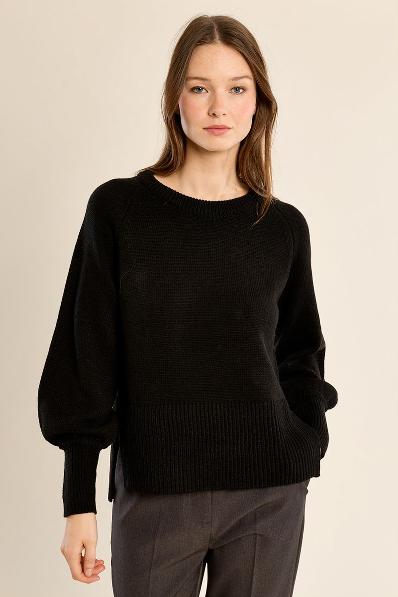 Pull en maille crop, manches ballons, MOLLY BRACKEN