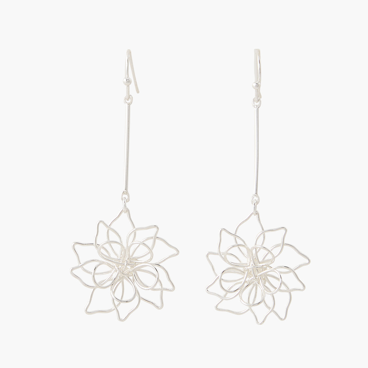 Boucles d'oreilles pendantes à fleurs argentées, BALABOOSTE