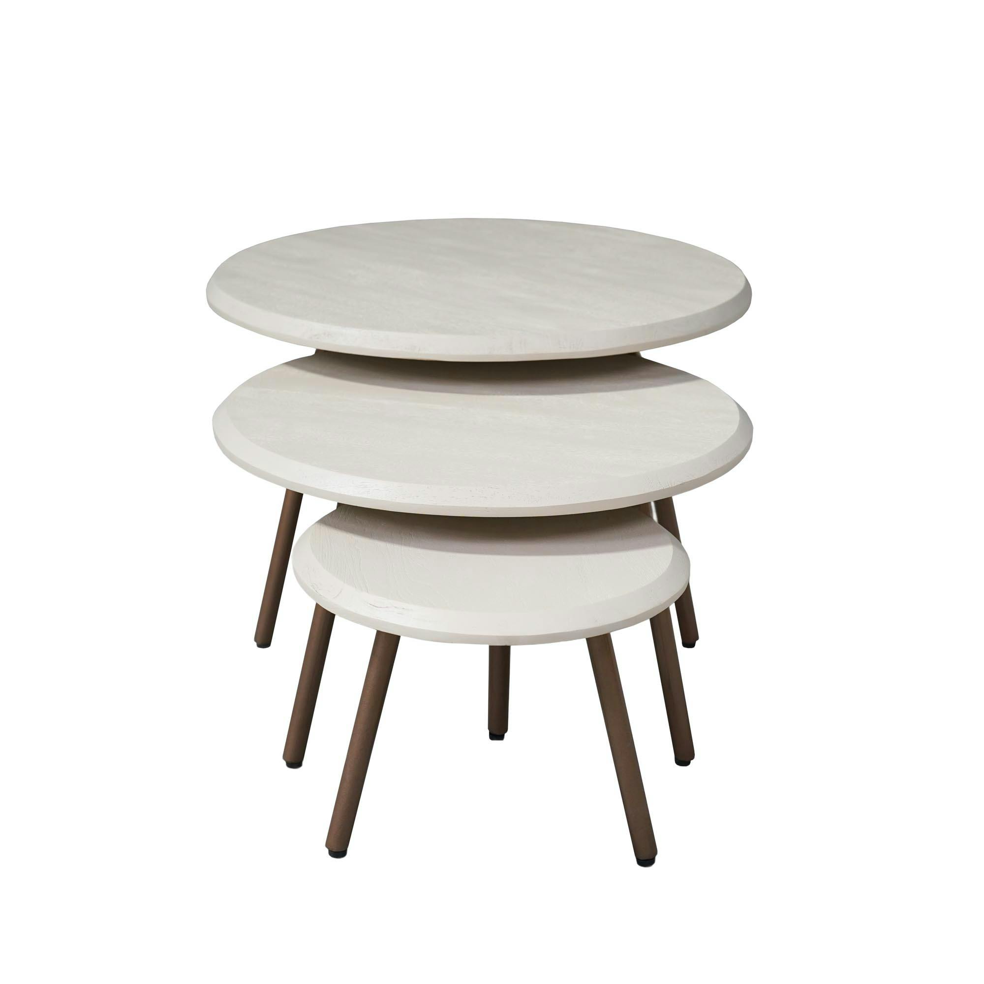 Table basse gigogne ronde en bois beige sable (x3) ALMA, PIER IMPORT