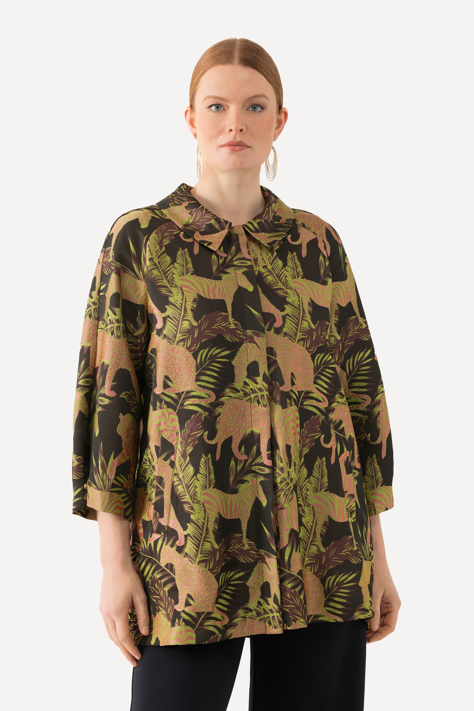 Veste à col chemise, tissu Jacquard à motif, ULLA POPKEN