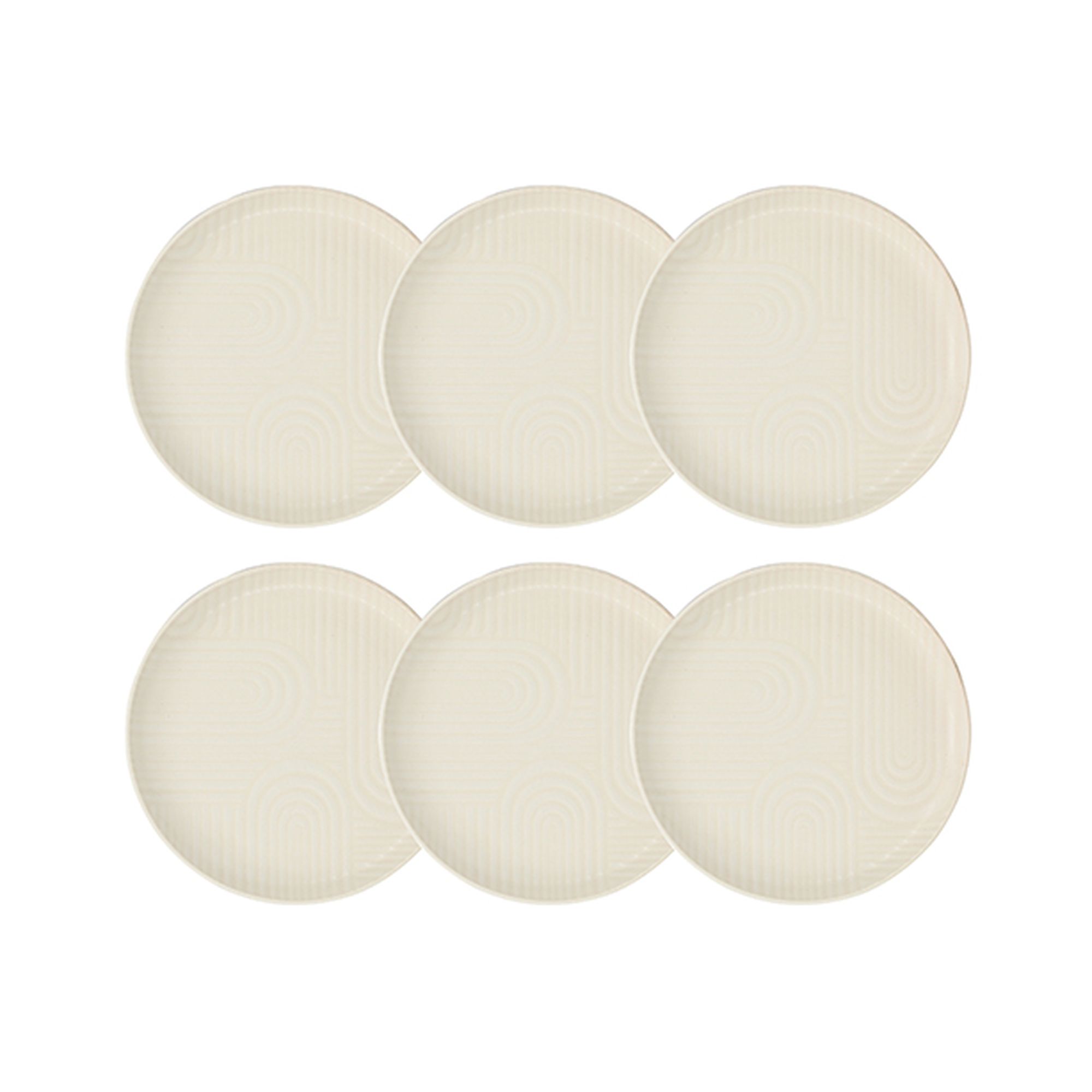 Lot de 6 assiettes à dessert 20cm en grès, DUNE, NOVASTYL