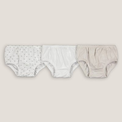 Pack of 3 Briefs in Cotton with Ruffled Back, Birth-3 Years LA REDOUTE COLLECTIONS