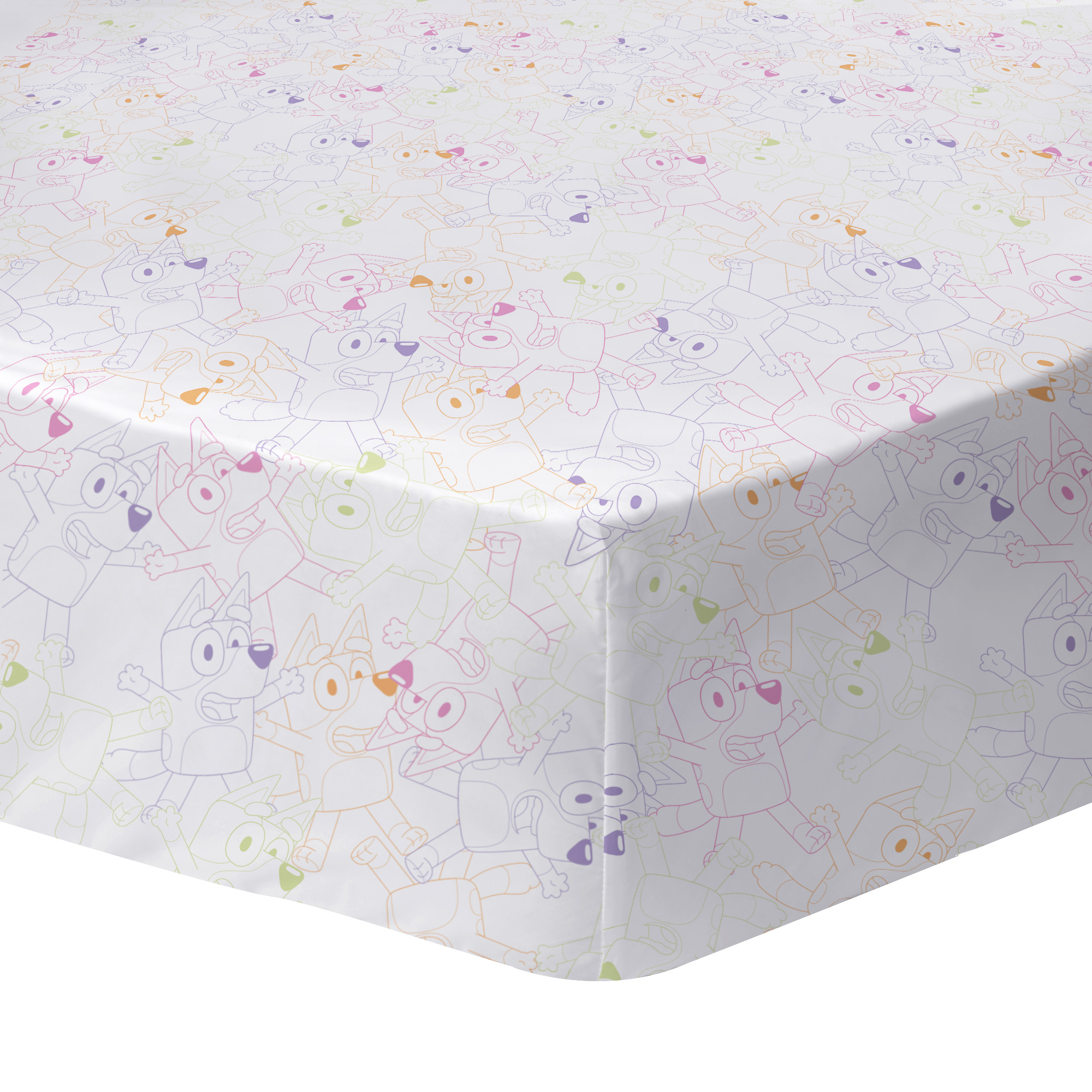 Drap-housse imprimé 100% coton, COLORFUL, BLUEY