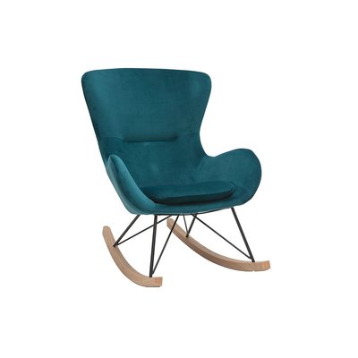Rocking chair scandinave en tissu effet velours texturé terracotta, métal  et bois clair ESKUA MILIBOO