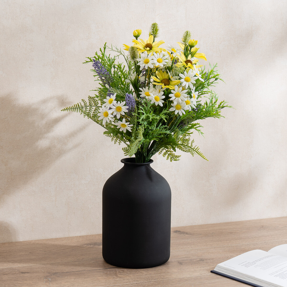 52cm Artificial Mixed Floral Bouquet in Black Vase, SO'HOME