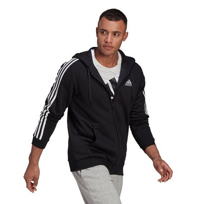 Zip-Up Hoodie with 3-Stripes and Small Logo in Cotton Mix ADIDAS SPORTSWEAR