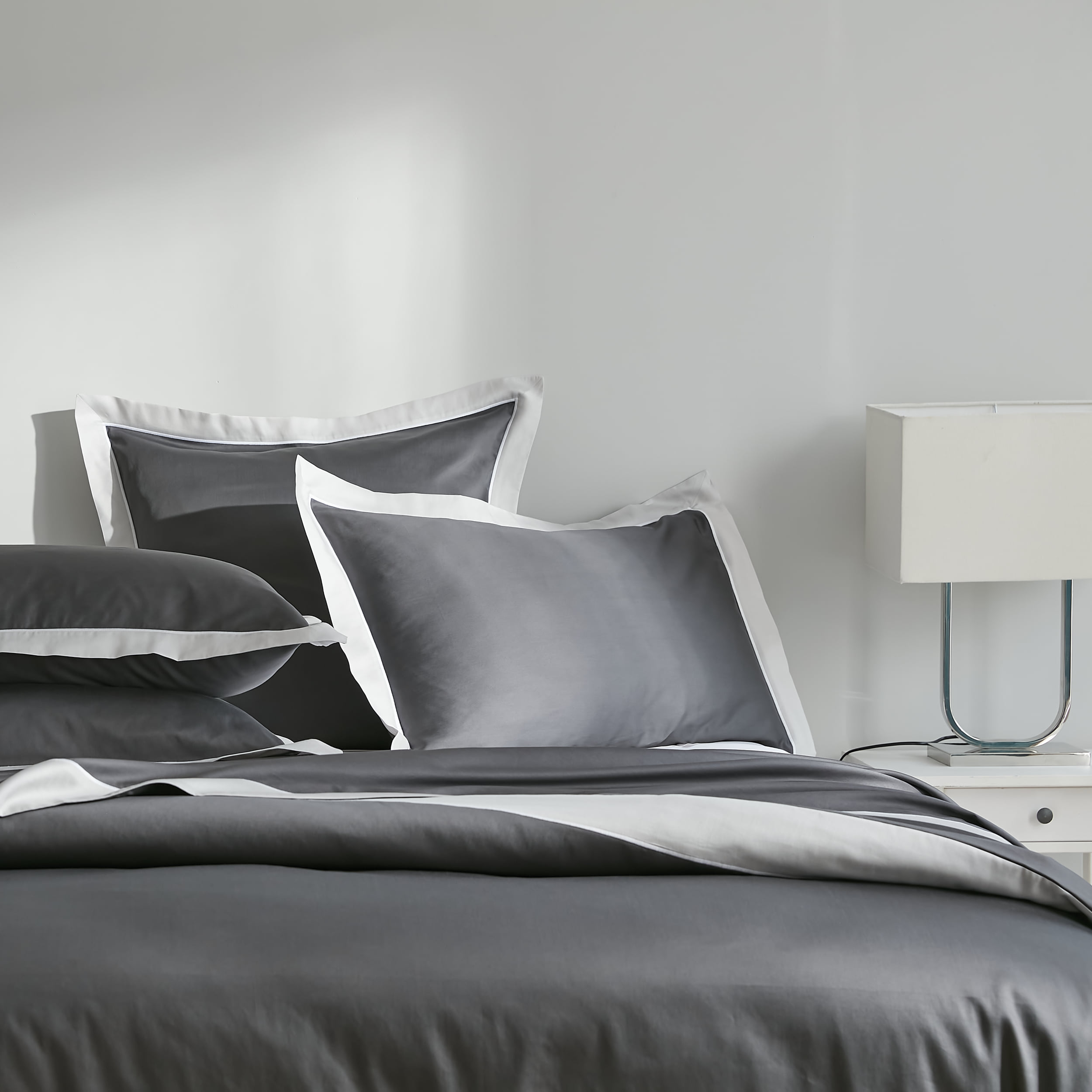 Taies d'oreiller satin de coton HARMONIE lot de 2, MPC MAISON