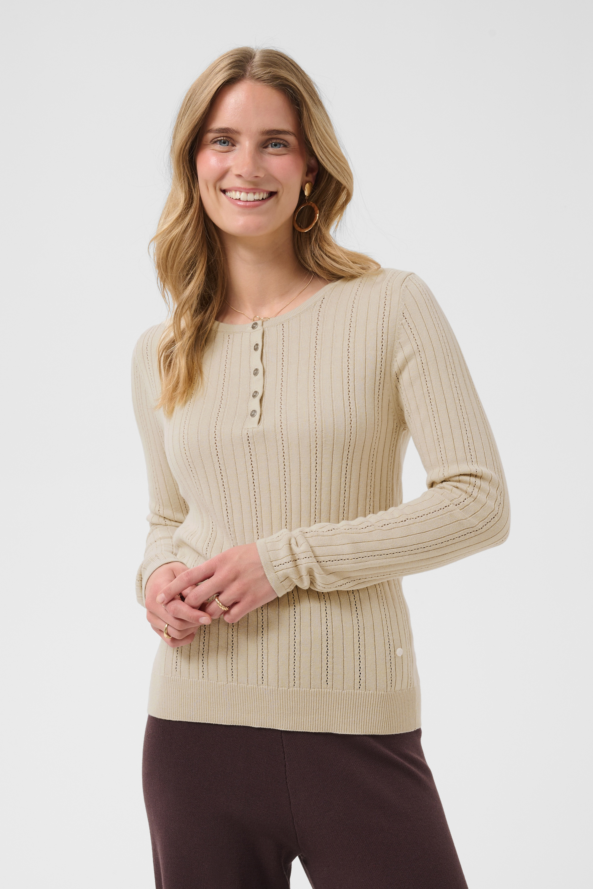 Pullover tricoté, CREAM
