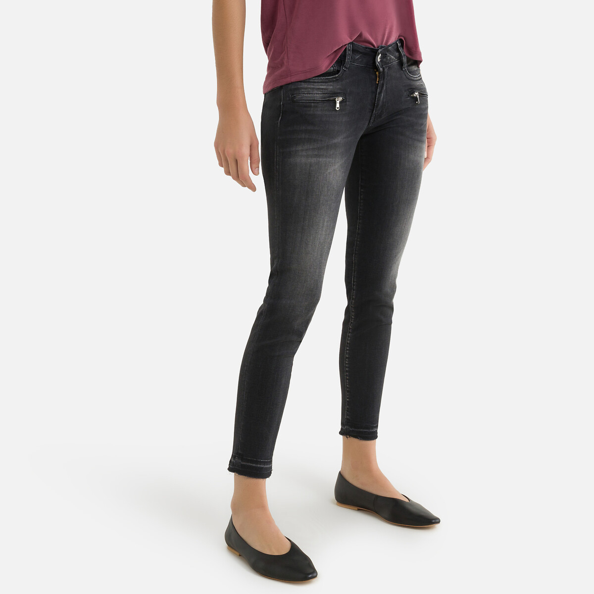 Mid rise skinny jeans , faded black, Le Temps Des Cerises | La Redoute