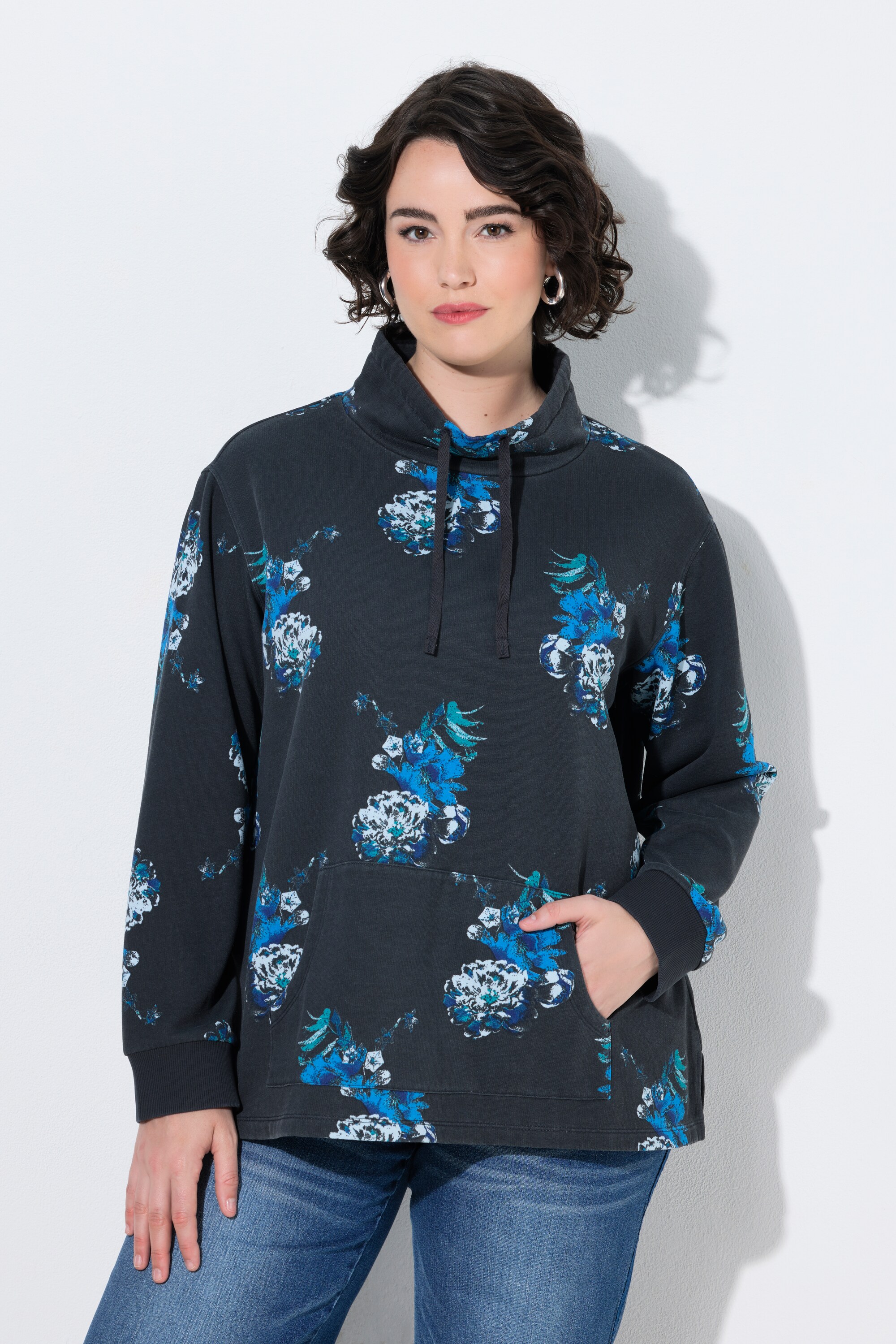 Sweat-shirt à fleurs, coupe évasée, ULLA POPKEN