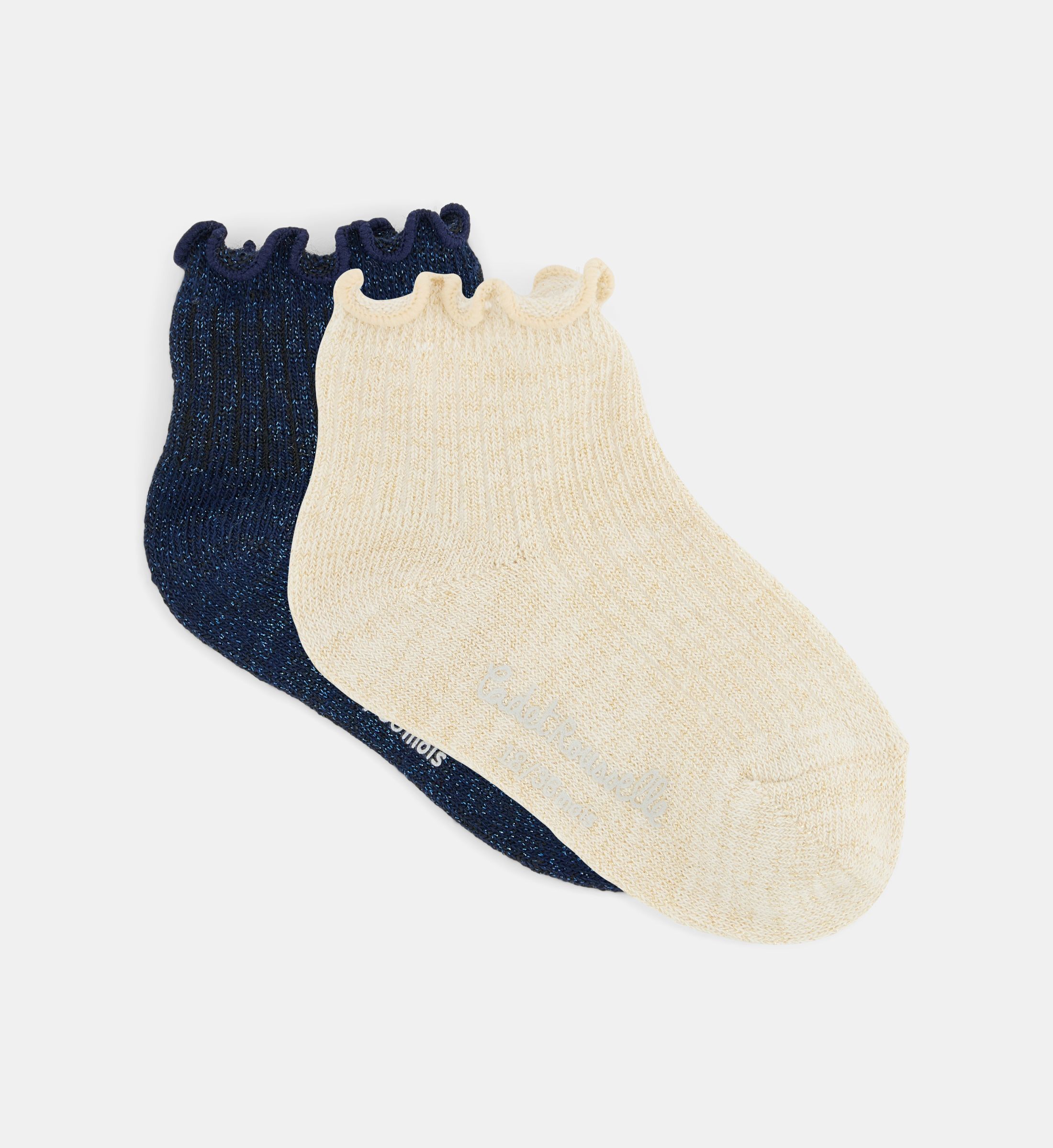 Lot de 2 chaussettes courtes tasokete lur en fil textile brillants, CADET ROUSSELLE