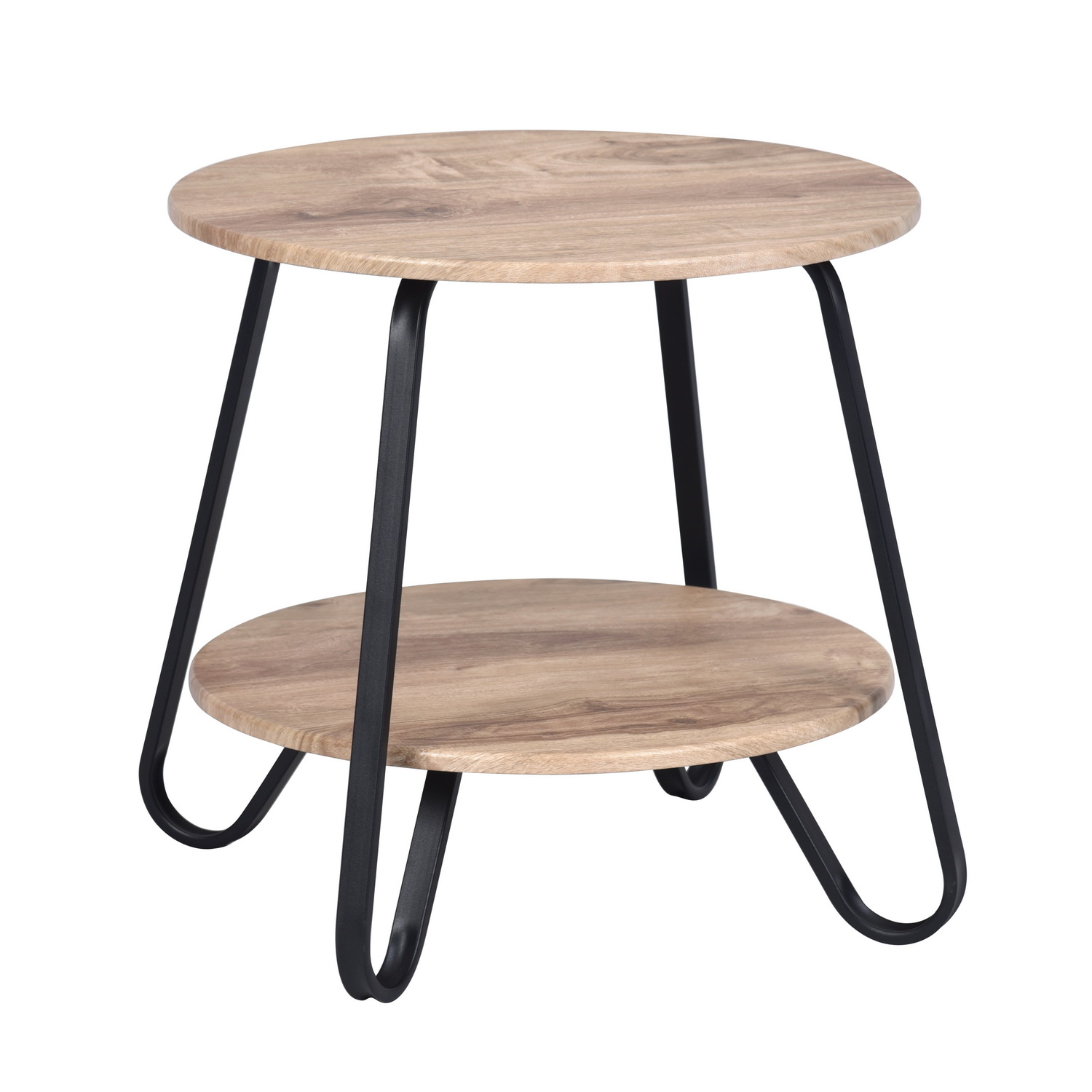 Bout de canapé table basse ronde imitation bois, KONYA, MEUBLES COSY