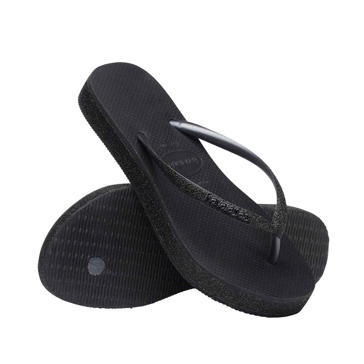 Slim flatform sparkle flip flops black Havaianas La Redoute