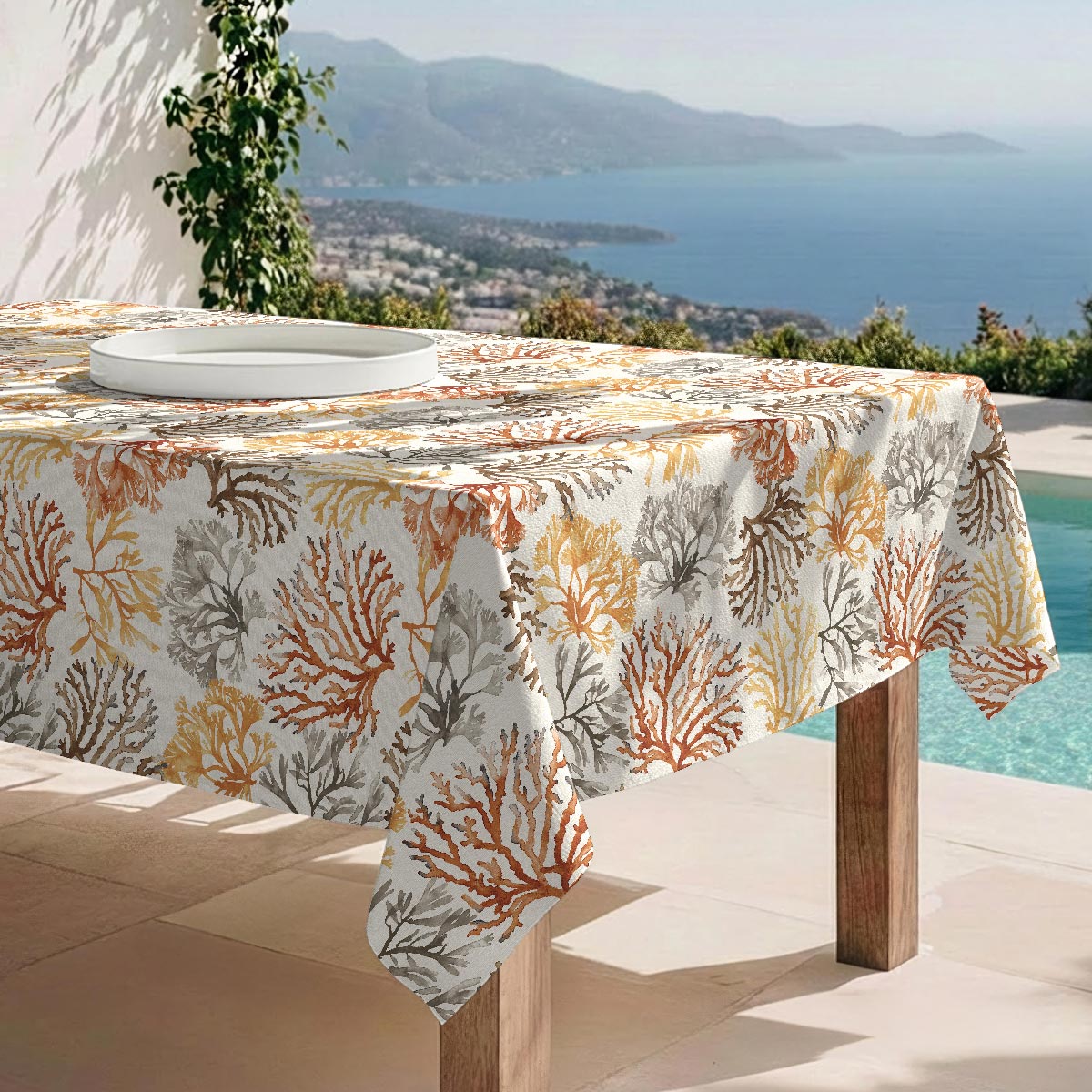 Nappe anti-taches Corales - 100% coton -, NAF NAF HOME