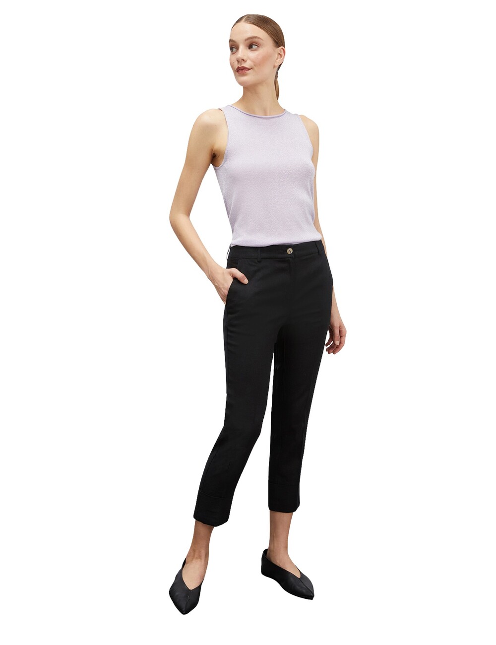 Pantalon Capri Fleuri New York & Company Taille 2 Femme - Blanc, Neuf Avec étiquettes