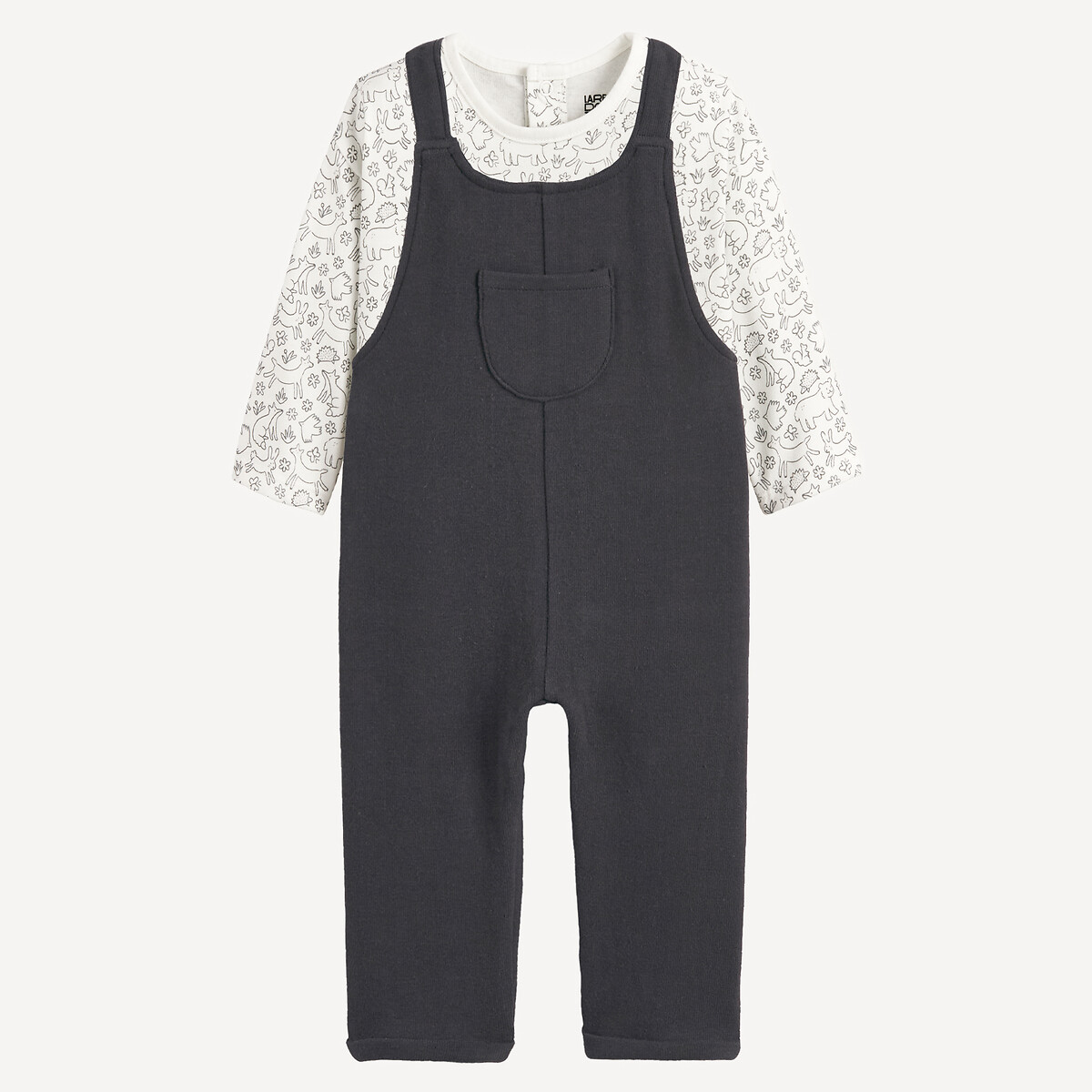 2-Piece T-Shirt and Adjustable Dungarees Outfit, LA REDOUTE COLLECTIONS