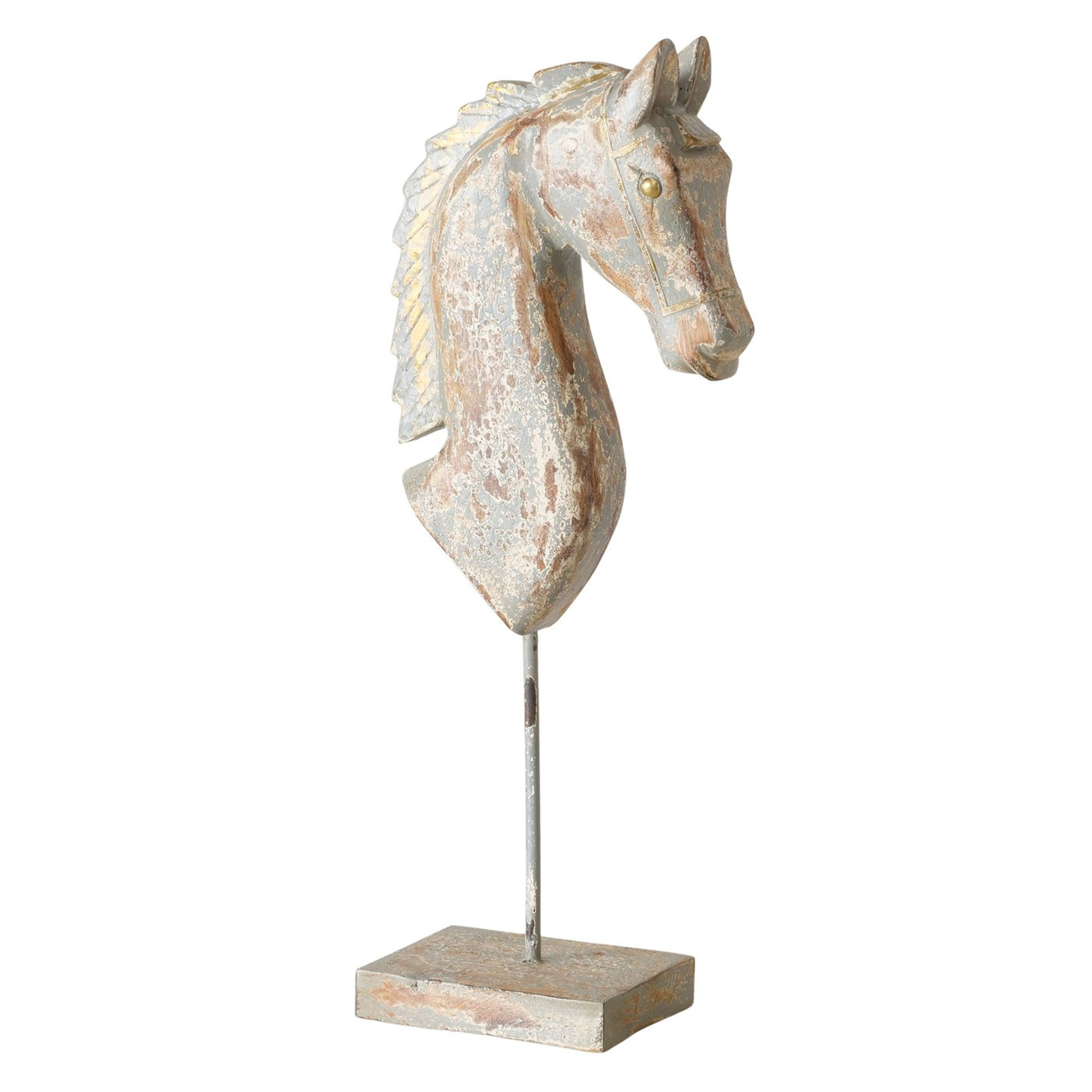 Grande statue cheval sculpture bois de manguier 20x12x54cm, WADIGA
