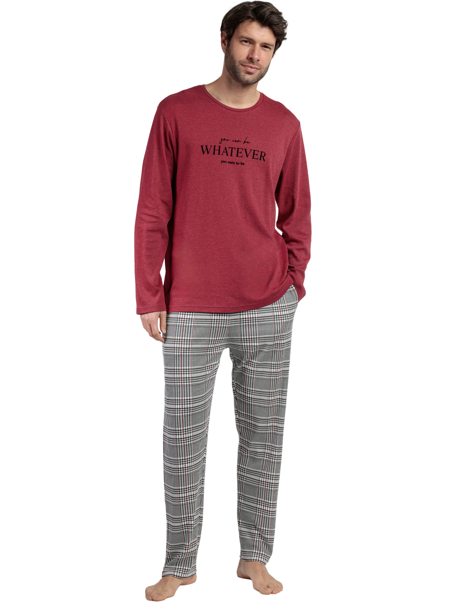 Pyjama pantalon top manches longues Houndstooth, ADMAS