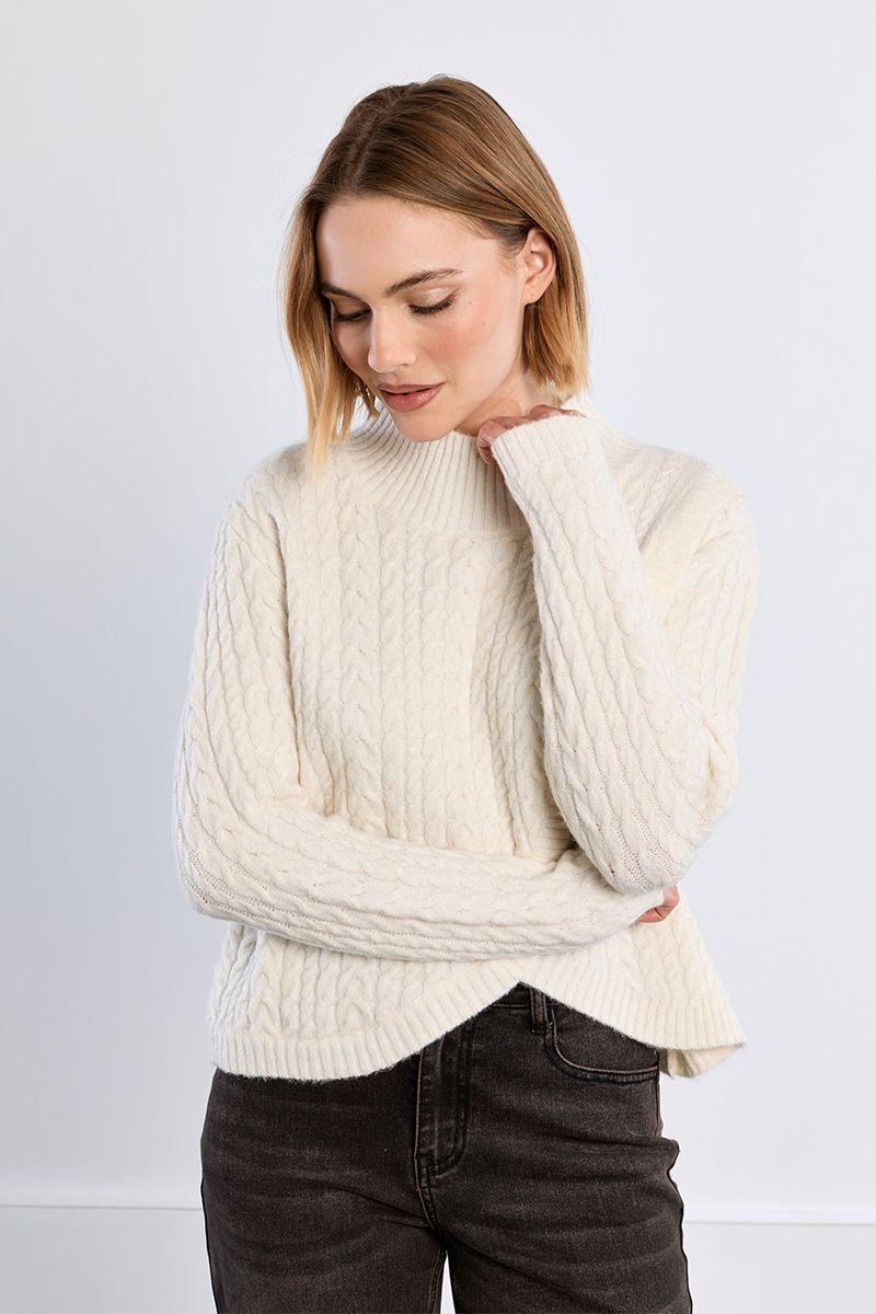 Pull en maille torsadée, asymétrique, LILI SIDONIO