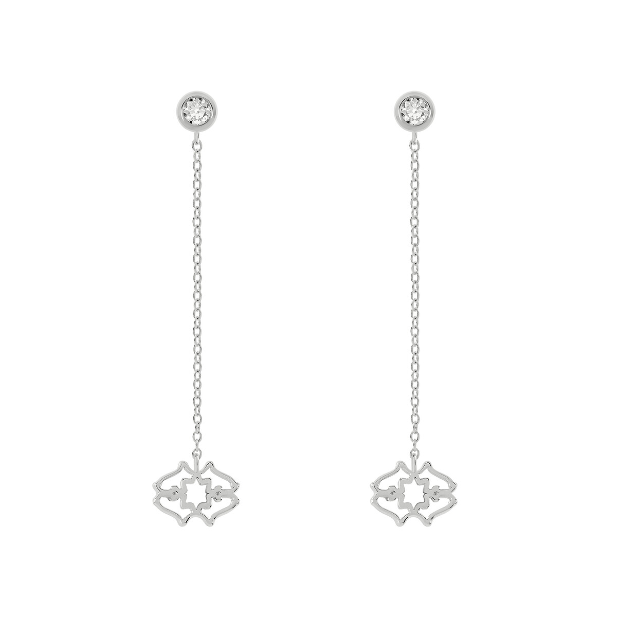 Diamond street sterling silver diamond heirloom drop earrings, silver ...