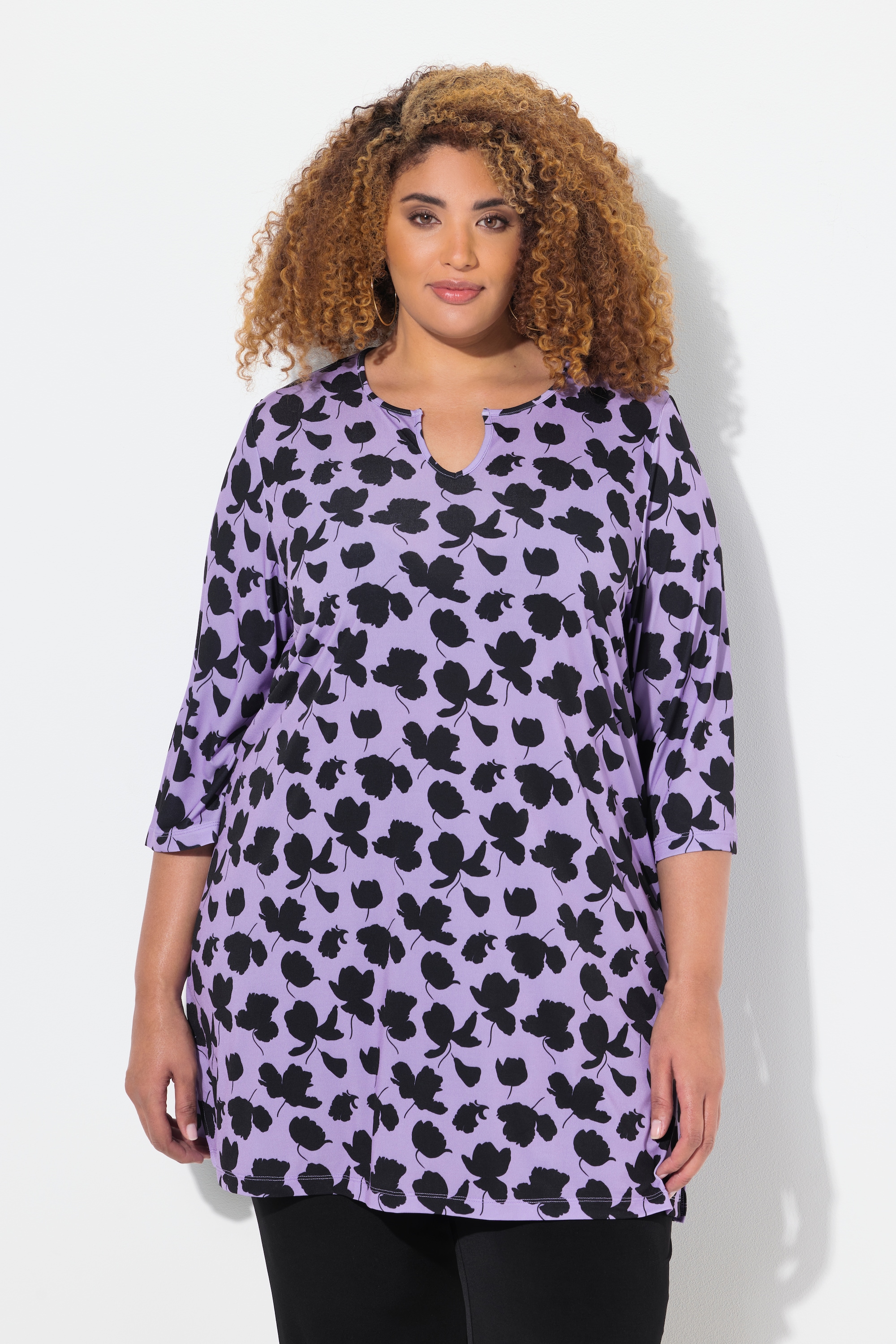 T-shirt long, col tunisien et manches 3/4, ULLA POPKEN