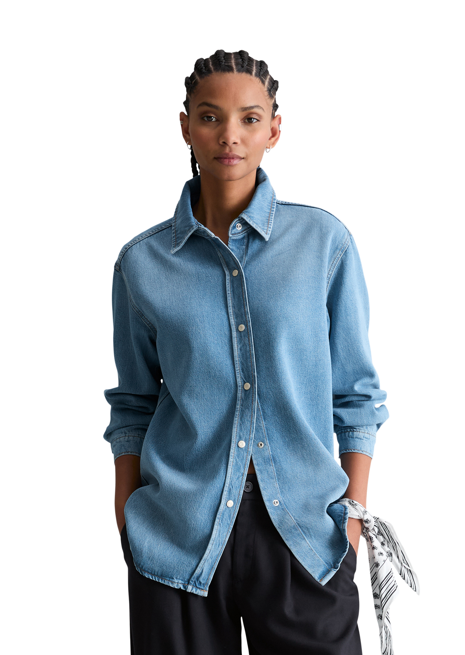 Blouse en jean oversized en mélange de lyocell sans stretch, MARC O’POLO DENIM